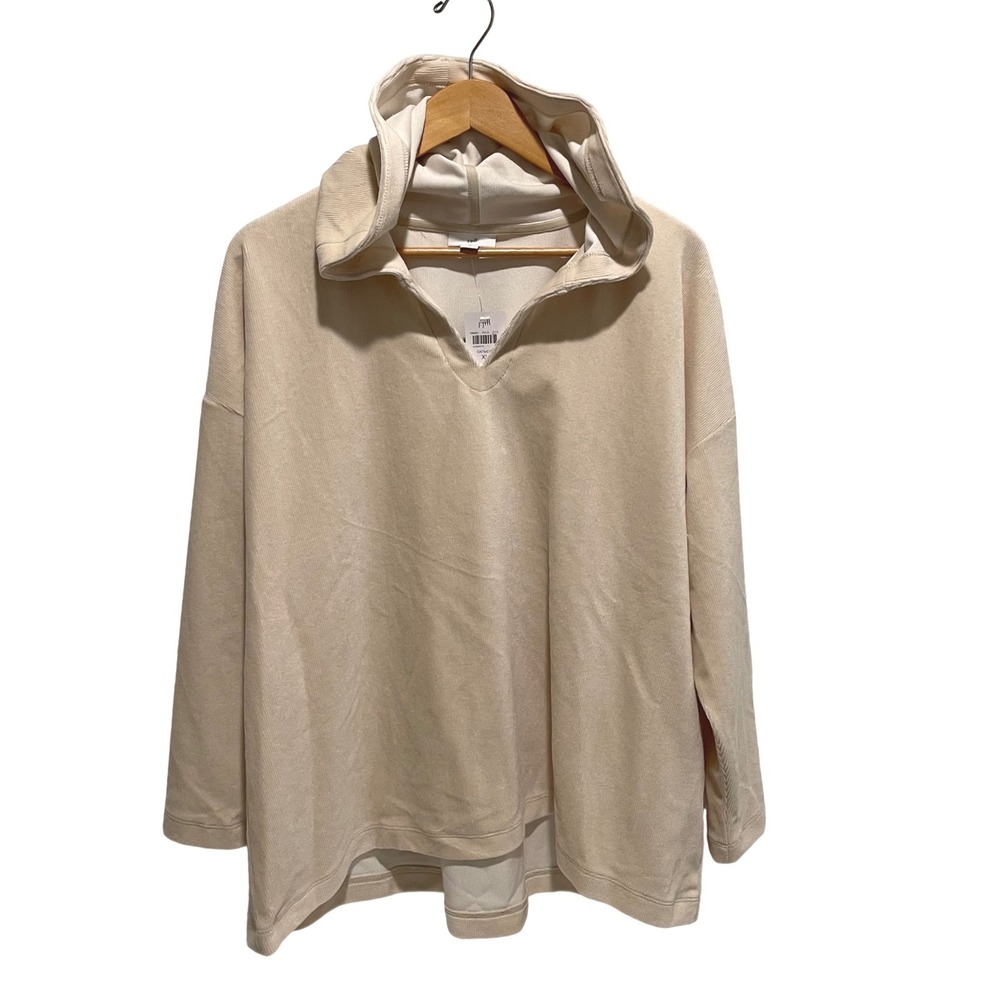 j Jill Oatmeal‎ Corduroy Pullover Hoodie Relaxed Fit Size XL
